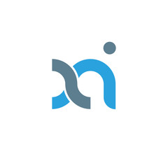 Initial letter xi modern linked circle round lowercase logo blue gray