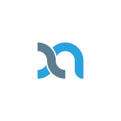 Initial letter xn modern linked circle round lowercase logo blue gray