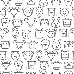 Different line style icons seamless pattern, icons set, Zodiac