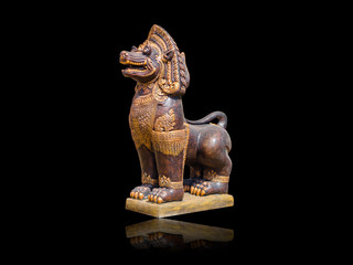Asian Imperial Lion Statue, Isolated on black background