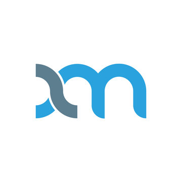 Initial letter xm modern linked circle round lowercase logo blue gray