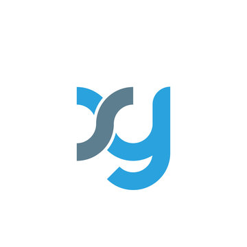 Initial letter xy modern linked circle round lowercase logo blue gray