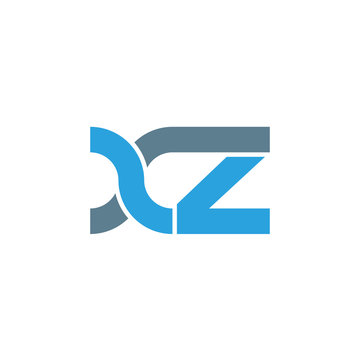 Initial letter xz modern linked circle round lowercase logo blue gray