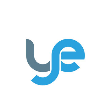 Initial letter ye modern linked circle round lowercase logo blue gray
