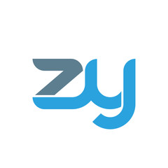 Initial letter zy modern linked circle round lowercase logo blue gray