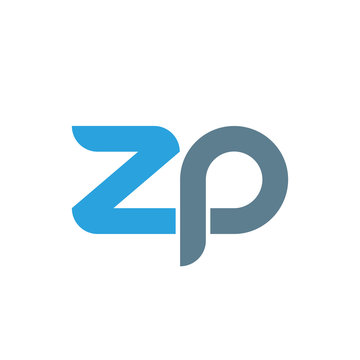 Initial letter zp modern linked circle round lowercase logo blue gray
