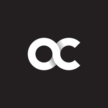 Initial lowercase letter ac, linked circle rounded logo with shadow gradient, white color on black background