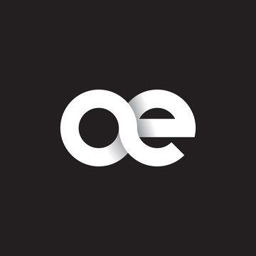Initial lowercase letter ae, linked circle rounded logo with shadow gradient, white color on black background