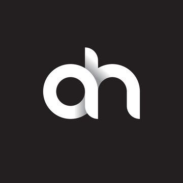 Initial lowercase letter ah, linked circle rounded logo with shadow gradient, white color on black background