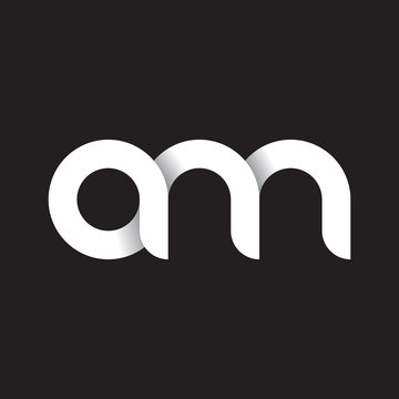 Initial Lowercase Letter Am, Linked Circle Rounded Logo With Shadow Gradient, White Color On Black Background