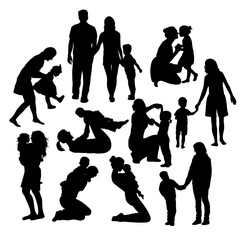 Parents with Kid Silhouettes, art vector design