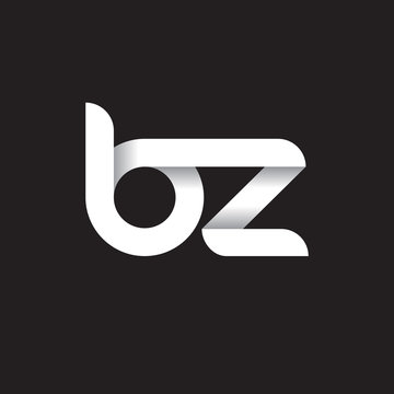 Initial lowercase letter bz, linked circle rounded logo with shadow gradient, white color on black background
