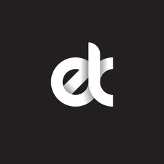 Initial lowercase letter ek, linked circle rounded logo with shadow gradient, white color on black background
