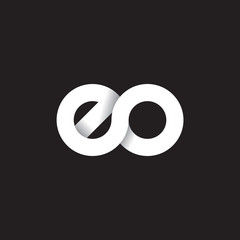 Fototapeta na wymiar Initial lowercase letter eo, linked circle rounded logo with shadow gradient, white color on black background