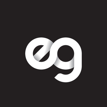 Initial lowercase letter eg, linked circle rounded logo with shadow gradient, white color on black background