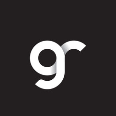 Initial lowercase letter gr, linked circle rounded logo with shadow gradient, white color on black background - obrazy, fototapety, plakaty