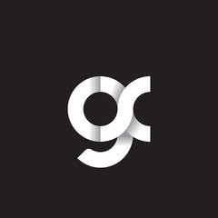 Initial lowercase letter gx, linked circle rounded logo with shadow gradient, white color on black background
