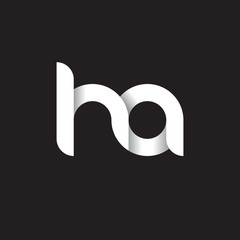 Initial lowercase letter ha, linked circle rounded logo with shadow gradient, white color on black background