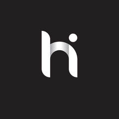Initial lowercase letter hi, linked circle rounded logo with shadow gradient, white color on black background
