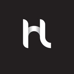 Initial lowercase letter hl, linked circle rounded logo with shadow gradient, white color on black background