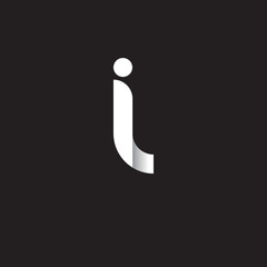 Initial lowercase letter il, linked circle rounded logo with shadow gradient, white color on black background - obrazy, fototapety, plakaty