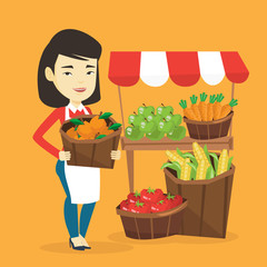 Greengrocer with fruits and vegetables.