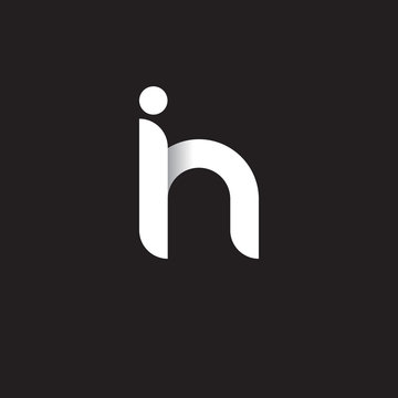 Initial lowercase letter ih, linked circle rounded logo with shadow gradient, white color on black background