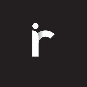 Initial lowercase letter ir, linked circle rounded logo with shadow gradient, white color on black background