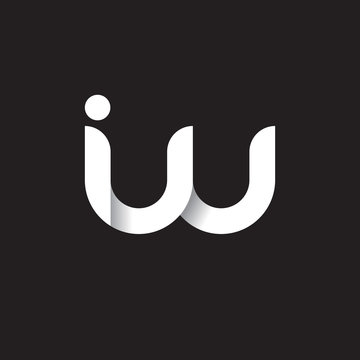 Initial lowercase letter iw, linked circle rounded logo with shadow gradient, white color on black background