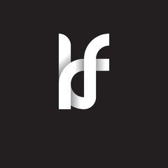 Initial lowercase letter kf, linked circle rounded logo with shadow gradient, white color on black background