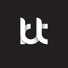 Initial lowercase letter kt, linked circle rounded logo with shadow gradient, white color on black background