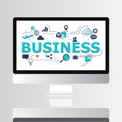 Business Graphic on Computer Screen Concept.