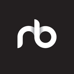 Initial lowercase letter nb, linked circle rounded logo with shadow gradient, white color on black background