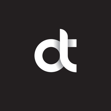 Initial lowercase letter ot, linked circle rounded logo with shadow gradient, white color on black background