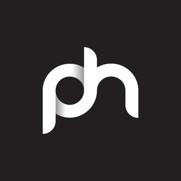 Initial lowercase letter ph, linked circle rounded logo with shadow gradient, white color on black background