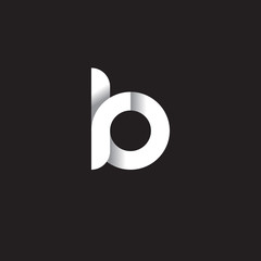 Initial lowercase letter rb, br, linked circle rounded logo with shadow gradient, white color on black background