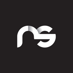 Initial lowercase letter rs, linked circle rounded logo with shadow gradient, white color on black background