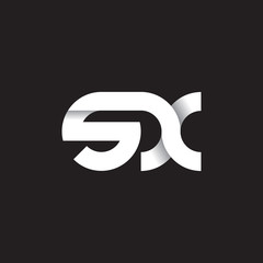 Initial lowercase letter sx, linked circle rounded logo with shadow gradient, white color on black background