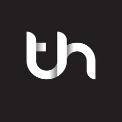 Initial lowercase letter th, linked circle rounded logo with shadow gradient, white color on black background © ariefpro
