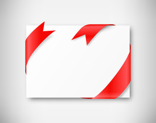 Celebration Paper Greet Card with Red Festive Ribbon on Grayscal