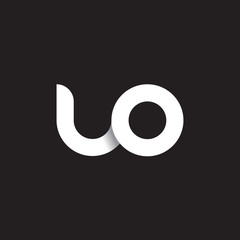 Initial lowercase letter uo, linked circle rounded logo with shadow gradient, white color on black background     © ariefpro