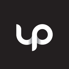 Initial lowercase letter up, linked circle rounded logo with shadow gradient, white color on black background

