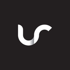 Initial lowercase letter ur, linked circle rounded logo with shadow gradient, white color on black background

