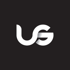 Initial lowercase letter us, linked circle rounded logo with shadow gradient, white color on black background