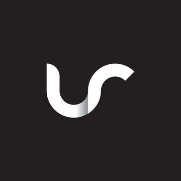Initial lowercase letter ur, linked circle rounded logo with shadow gradient, white color on black background

