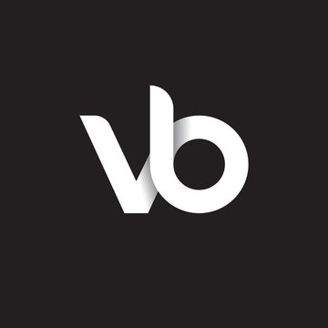 Initial lowercase letter vb, linked circle rounded logo with shadow gradient, white color on black background