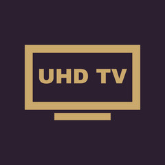 UHD TV icon. Television and display, televisor symbol. Flat design. Stock - Vector illustration