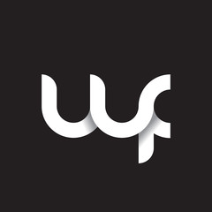 Initial lowercase letter wf, linked circle rounded logo with shadow gradient, white color on black background