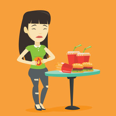 Woman suffering from heartburn vector illustration