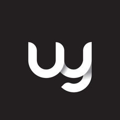 Initial lowercase letter wy, linked circle rounded logo with shadow gradient, white color on black background